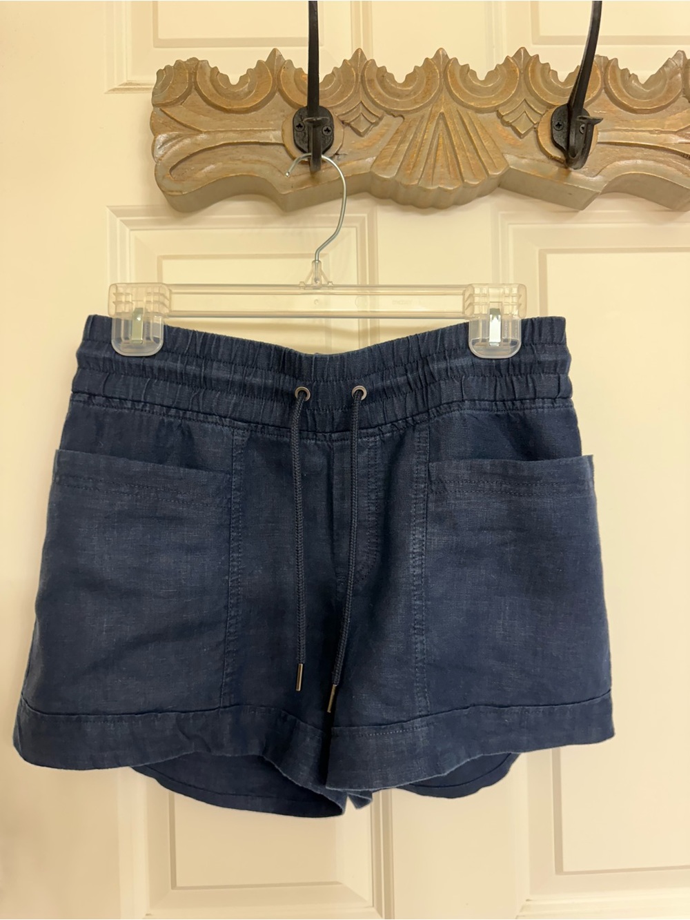 Athleta Women's Navy Drawstring Linen Shorts Sz0